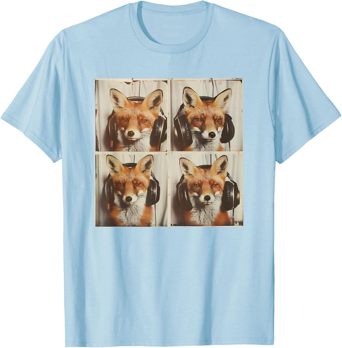 Fox Wearing Headphones Cool DJ Fox Animal Music T-Shirt - T-Shirt | Light Blue