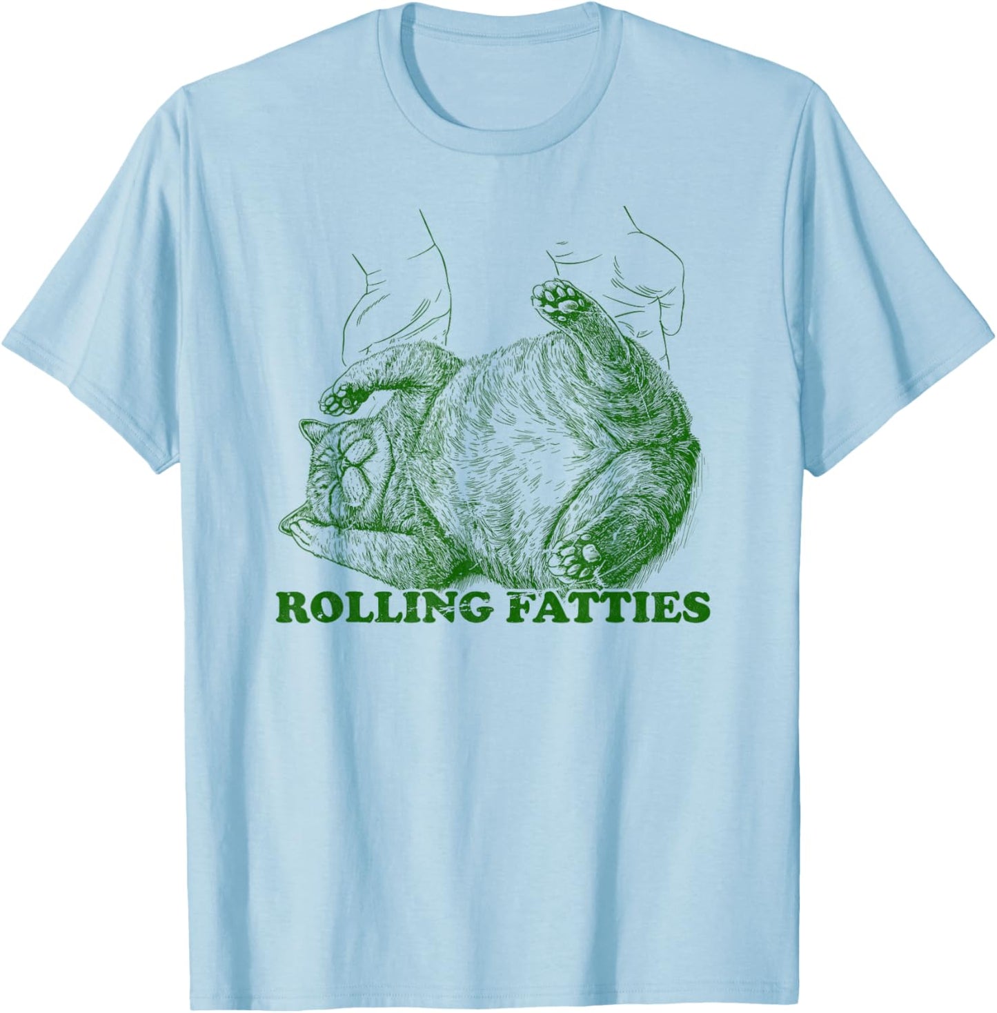 Rolling Fatties cat funny cute cat lover Kitten Owner retro T-Shirt - T-Shirt | Light Blue