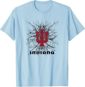 Indiana Hoosiers 90's Lightning Logo Officially Licensed T-Shirt - T-Shirt | Light Blue