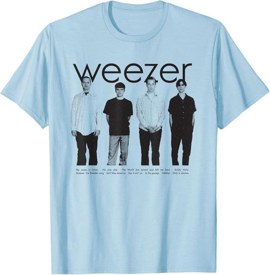 Weezer - Blue Album Anniversary Tracklist T-Shirt - T-Shirt | Light Blue