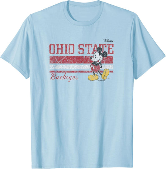 Ohio State Buckeyes Mickey Mouse Vintage Gray T-Shirt - T-Shirt | Light Blue