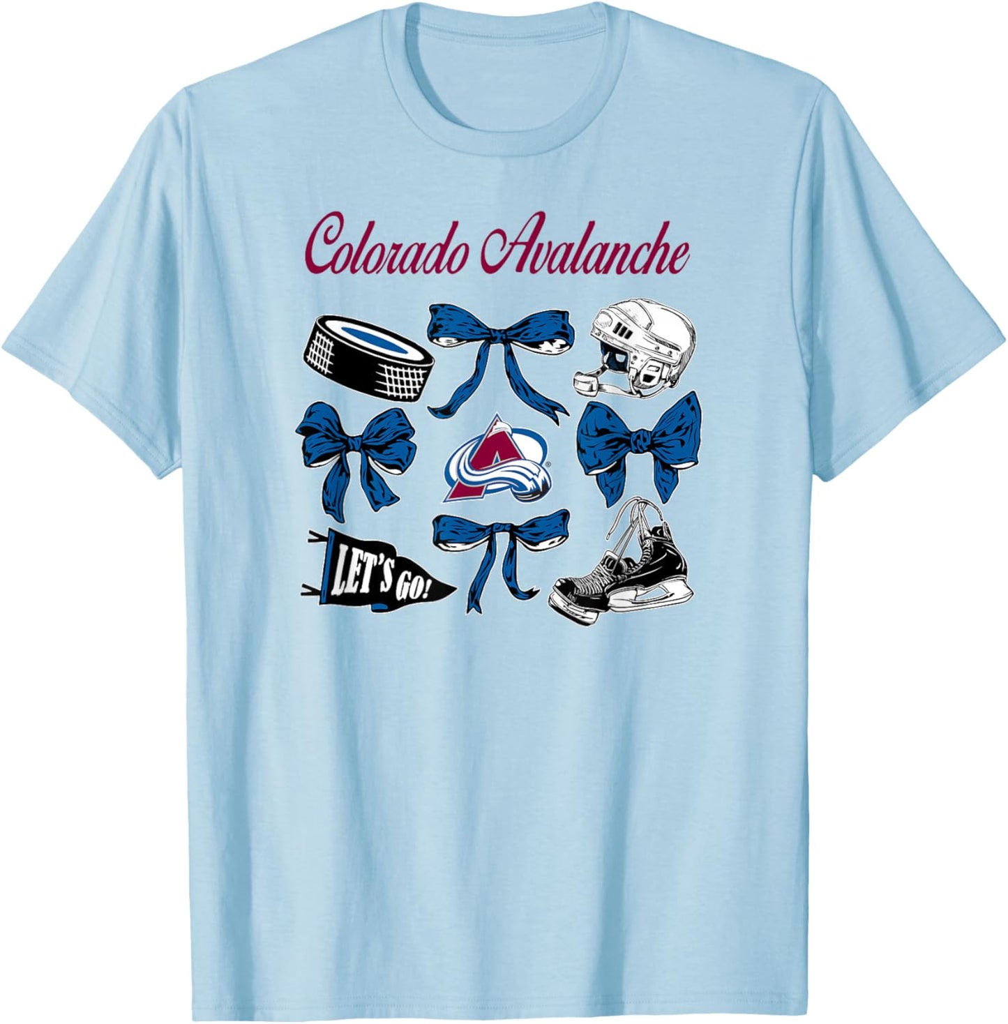 Colorado Avalanche Bows Gray NHL Officially Licensed T-Shirt - T-Shirt | Light Blue