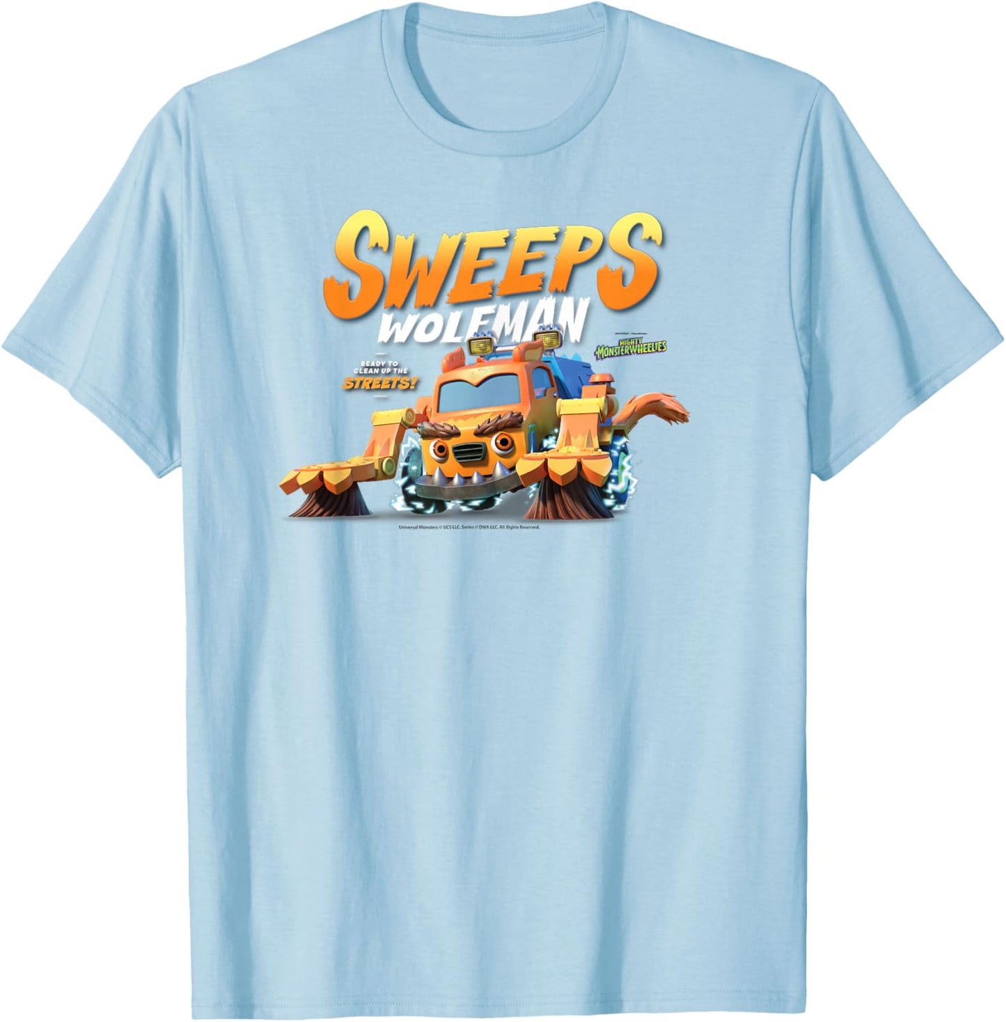 DreamWorks Mighty MonsterWheelies Sweeps Wolfman T-Shirt - T-Shirt | Light Blue