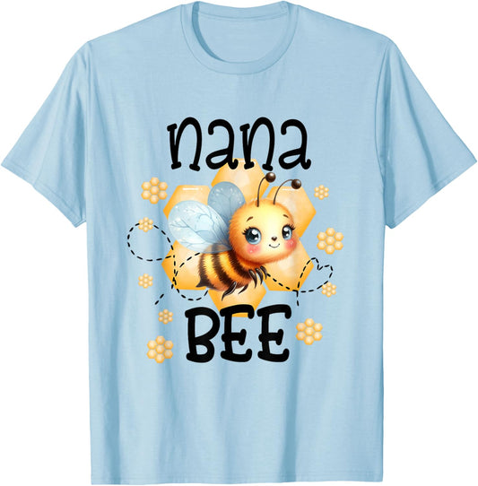 NANA of the Bee Day Girl Boy Birthday Party Theme Outfit T-Shirt - T-Shirt | Light Blue