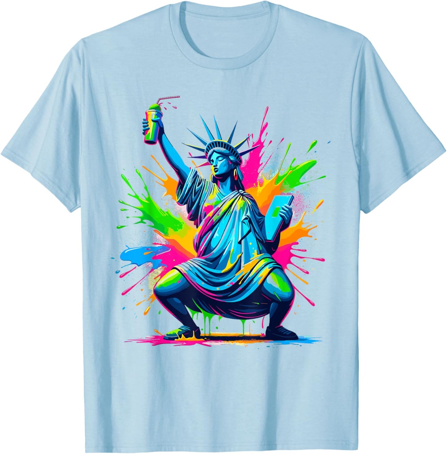 Soca Statue Of Liberty Dancing New York Dutty Mess Fete T-Shirt - T-Shirt | Light Blue