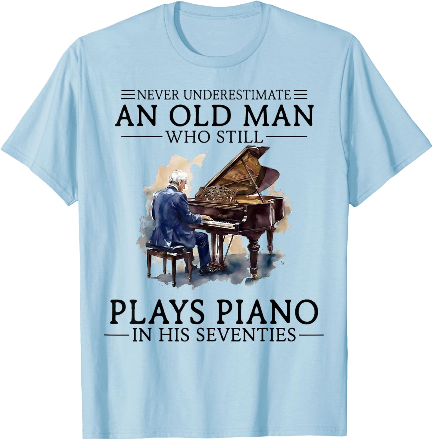 Vintage Old Man Piano Musician Gifts Women Kids T-Shirt - T-Shirt | Light Blue