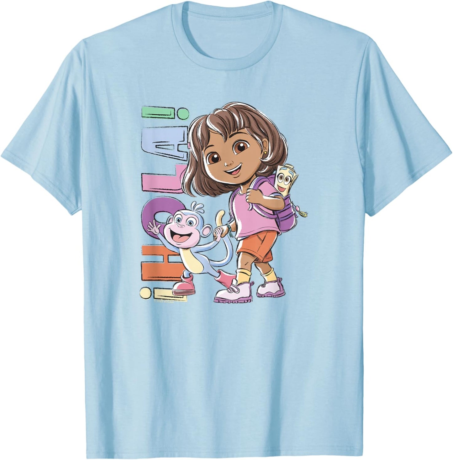 Dora (2024) Hola Dora Sketchy T-Shirt - T-Shirt | Light Blue