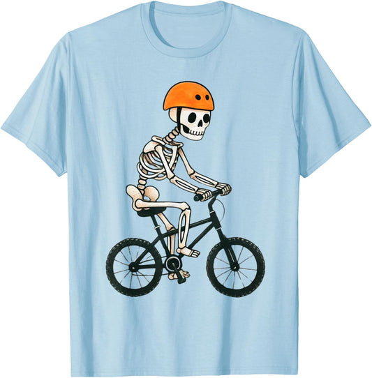 Skeleton Mountain Bike Halloween Costume Funny MTB Men Boys T-Shirt - T-Shirt | Light Blue