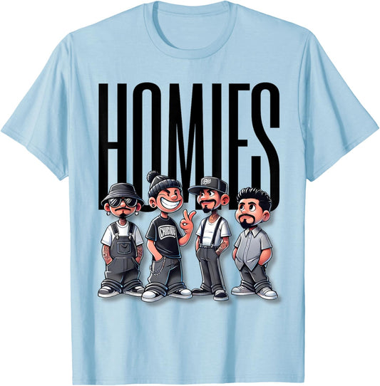 Cool Urban Cholo Vato Chicano Latino Mexican Pride Homies T-Shirt - T-Shirt | Light Blue