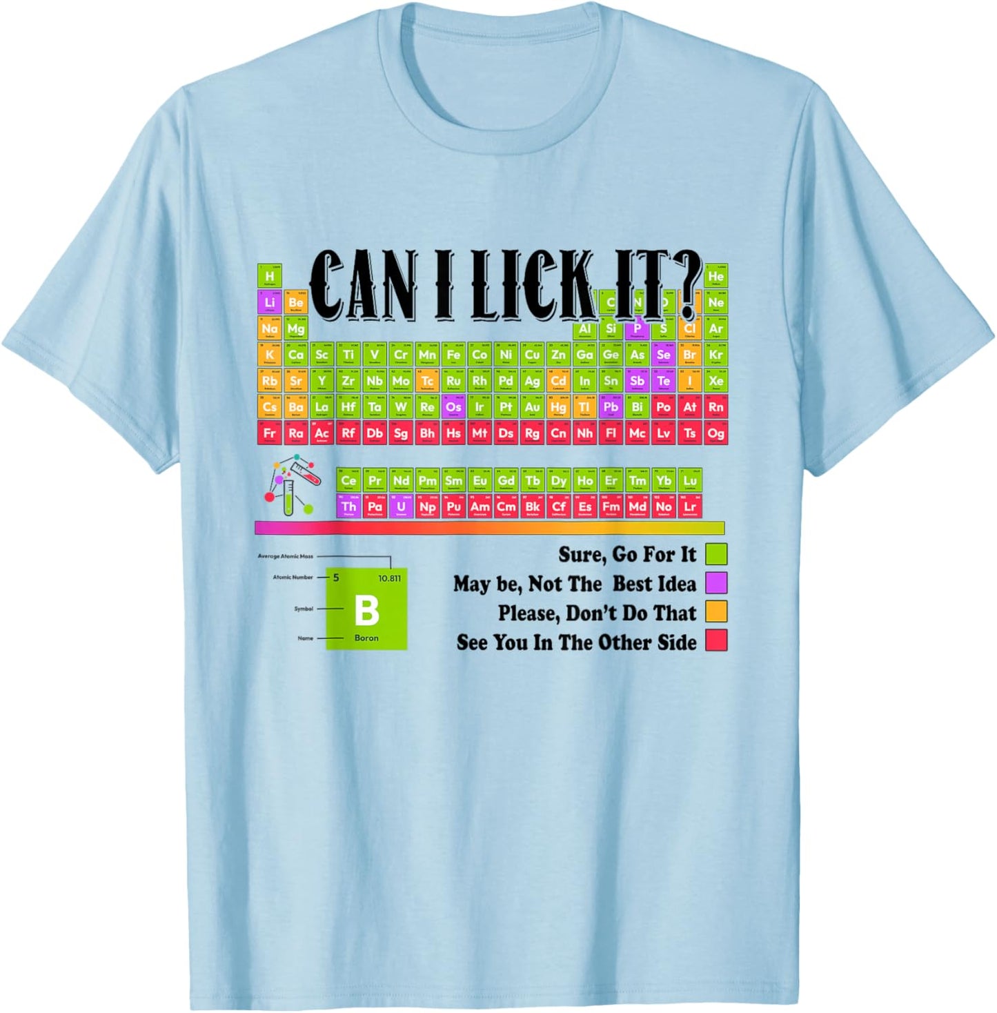 Can I Lick It Element Periodic Table Funny Chemistry Teacher T-Shirt - T-Shirt | Light Blue