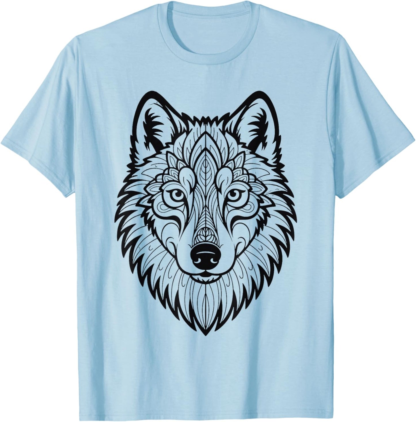 Wolf Mandala ausmalen selbst bemalen anmalen T-Shirt - T-Shirt | Light Blue
