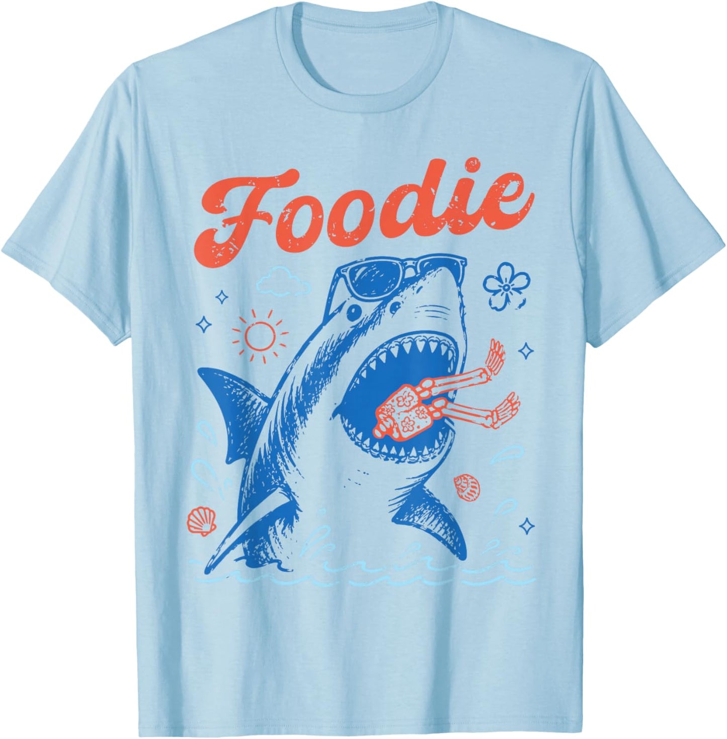 Summer Foodie Sarcastic Shark Attack I Waited All Year for T-Shirt - T-Shirt | Light Blue