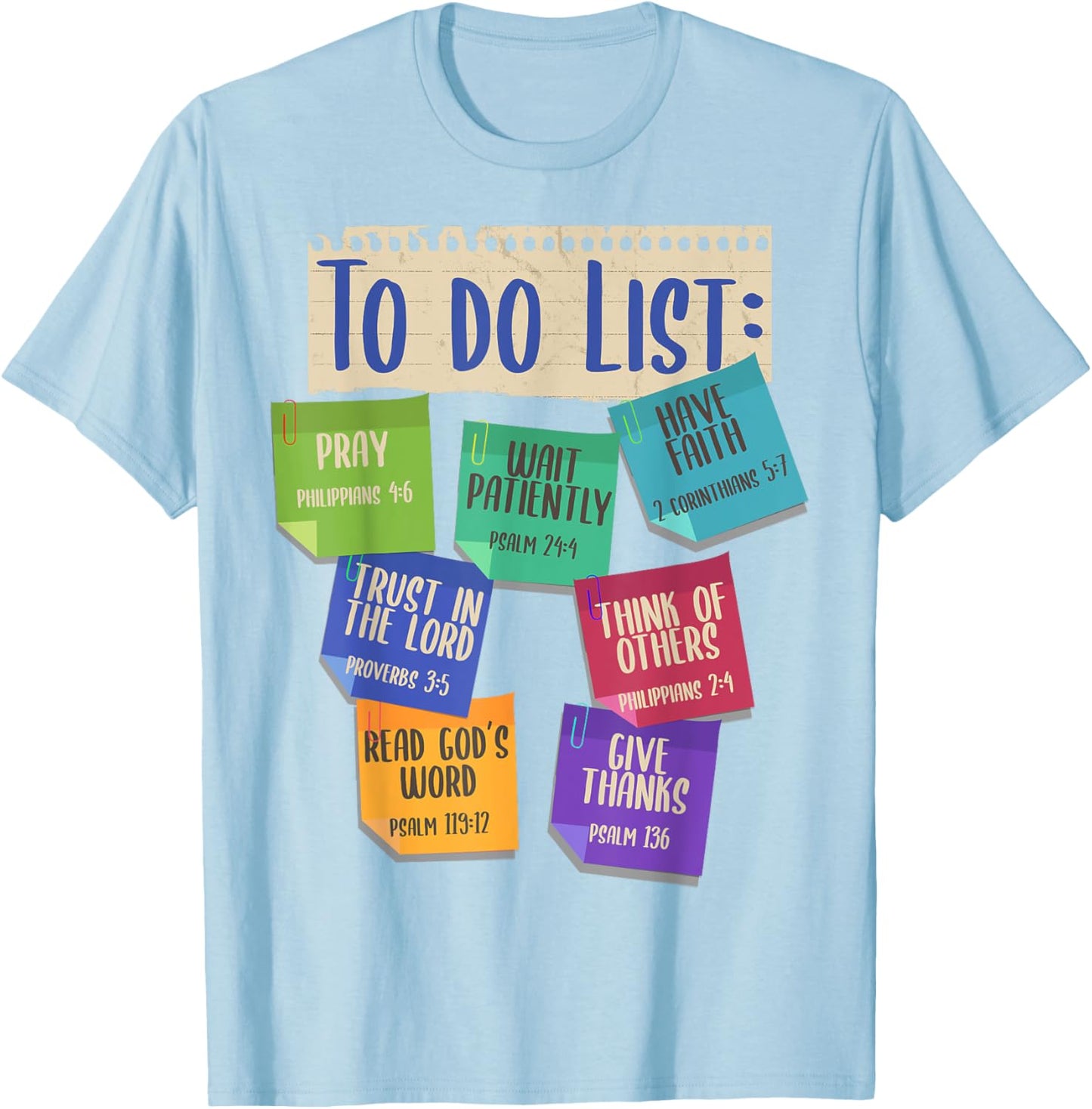 Christian To Do List Faith Bible Verse Religious Christian T-Shirt - T-Shirt | Light Blue