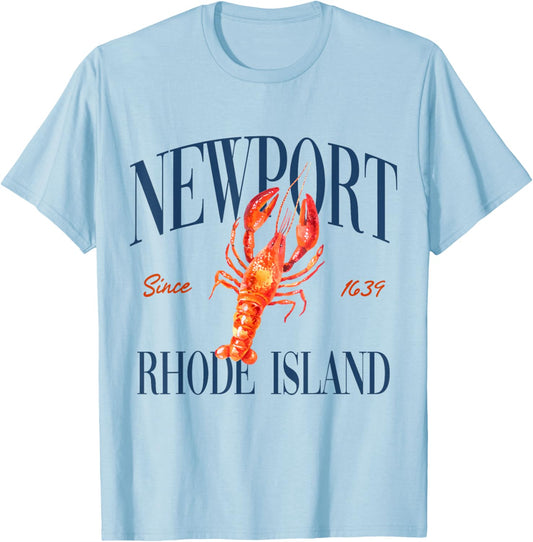 Newport Rhode Island Est. 1639 - Old Money, Aesthetic T-Shirt - T-Shirt | Light Blue
