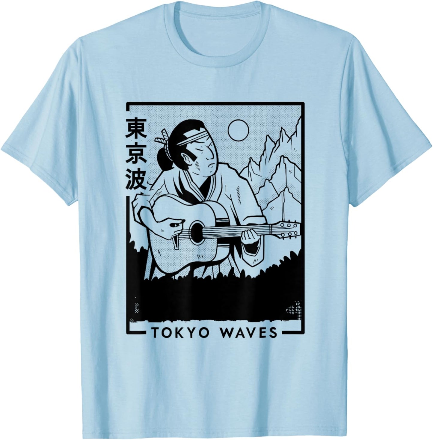 Samouraï Jouant de la Guitare - Futurisme Japonais - Art Japonais T-Shirt - T-Shirt | Light Blue