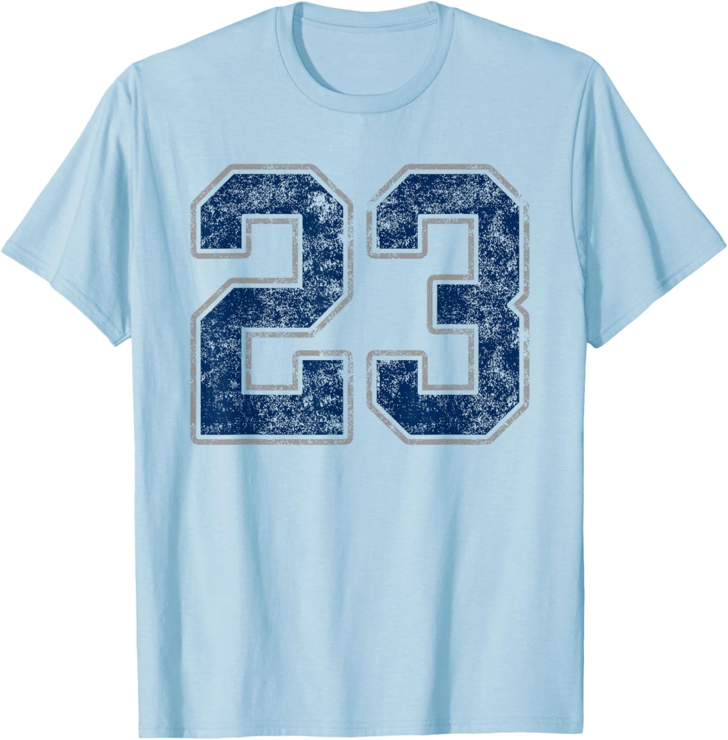 Number 23 Navy Silver White Grunge Player Jersey Fan T-Shirt - T-Shirt | Light Blue