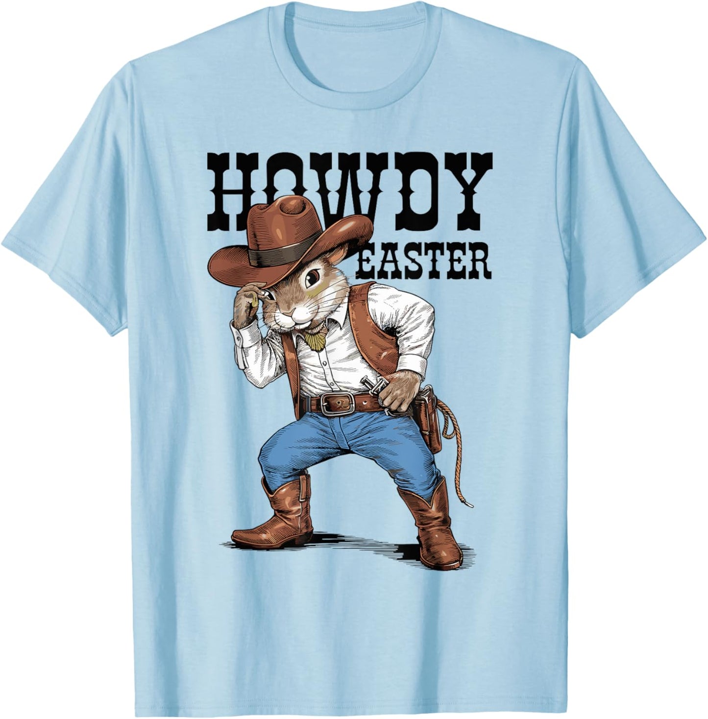Howdy Easter Funny Cowboy Bunny Happy Easter Western Boy Kid T-Shirt - T-Shirt | Light Blue