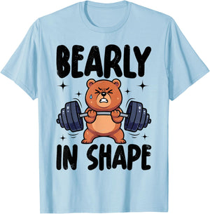 Bearly in Shape Bear Workout Gym Lovers Weightlifting T-Shirt - T-Shirt | Light Blue