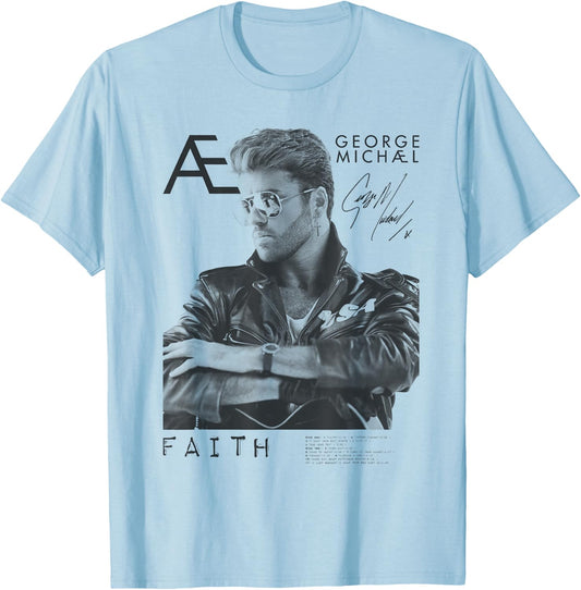 Iconic Faith Image of George Michael T-Shirt - T-Shirt | Light Blue