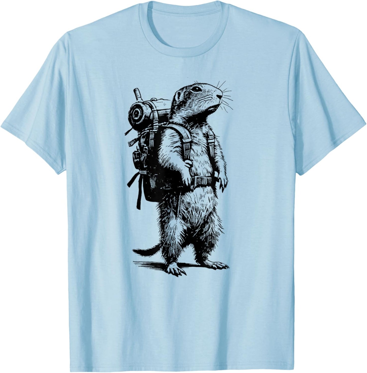 Hiking Prairie Dog Gopher Backpacking Animals Funny Retro T-Shirt - T-Shirt | Light Blue