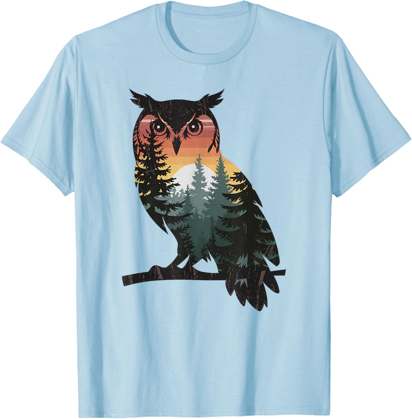 Owl Hunting Hiking Outdoor Camping Forest Men Women Owl T-Shirt - T-Shirt | Light Blue