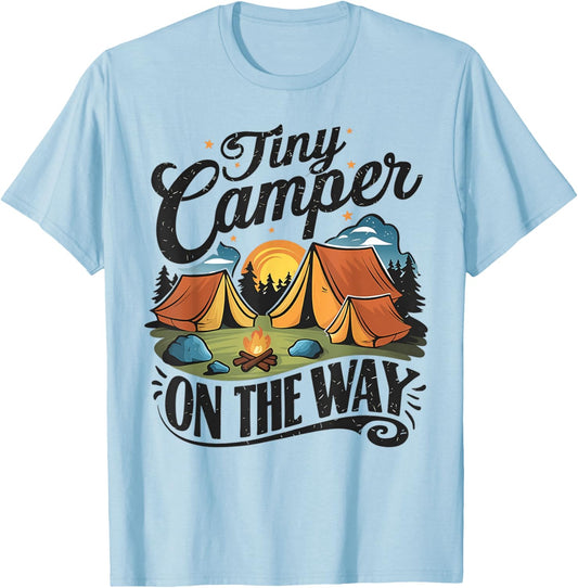 Tiny Camper On The Way camping lover pregnancy announcement T-Shirt - T-Shirt | Light Blue