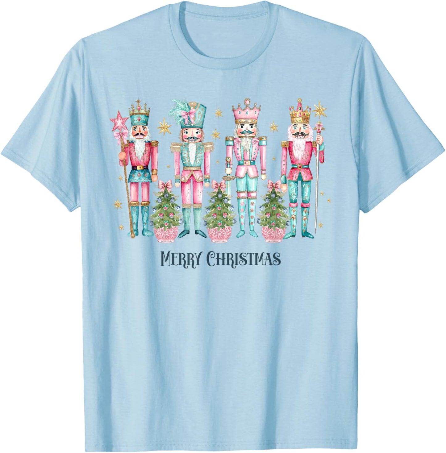 Nutcracker Christmas Pink Teal Coquette Y2K Ballet T-Shirt - T-Shirt | Light Blue