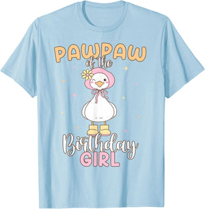 Pawpaw of The Birthday Girl Kids Family Matching Party T-Shirt - T-Shirt | Light Blue