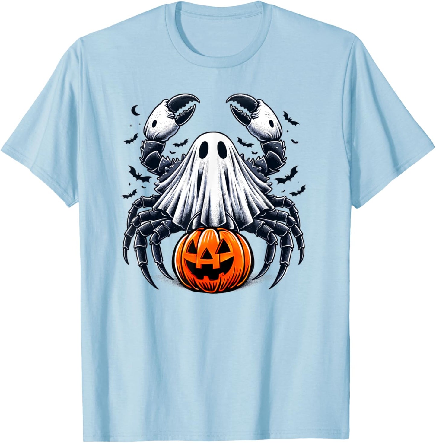Spooky Crab Ghost Halloween Jackolantern Funny Shellfish T-Shirt - T-Shirt | Light Blue