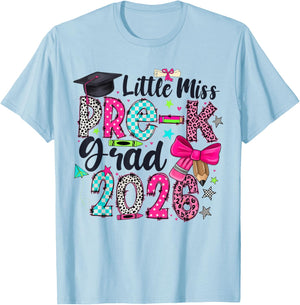 Cute Little Miss Pre K Grad 2026 Funny Preschool Graduation T-Shirt - T-Shirt | Light Blue