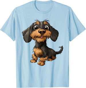 Wirehaired Dachshund Teckel Dog Hunting funny Portrait T-Shirt - T-Shirt | Light Blue