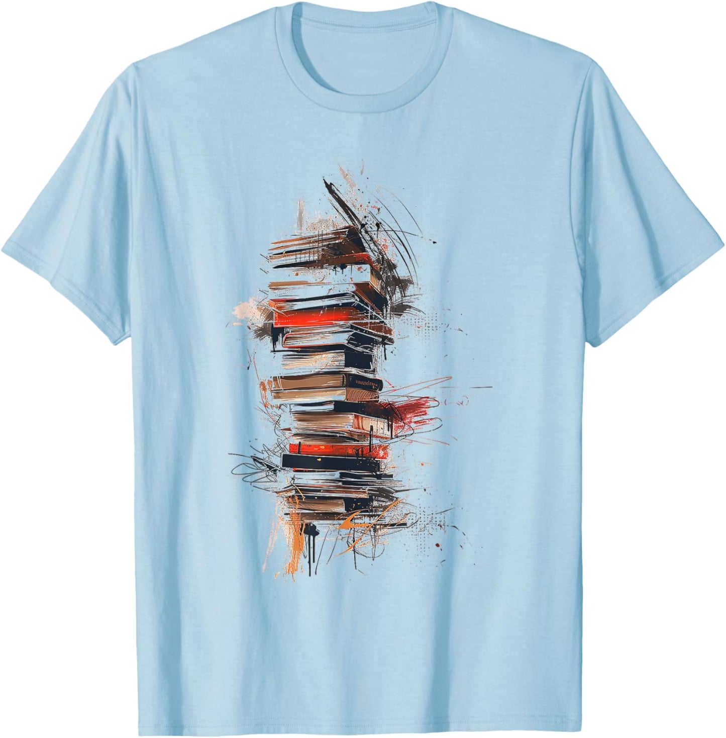 Books Abstract Graphic Drawing Art Painting Books T-Shirt - T-Shirt | Light Blue