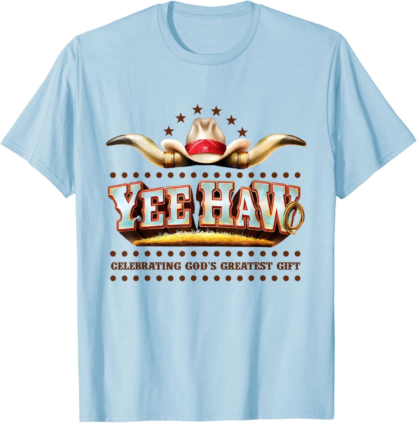Yee Haw Celebrating God's Funny Cowboy VBS 2025 T-Shirt - T-Shirt | Light Blue
