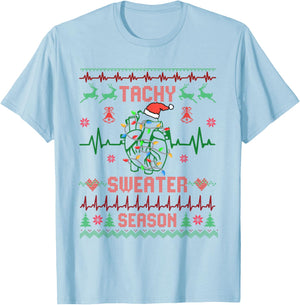 Medical Surgical Telemetry Christmas Nurse Tele Tech EKG T-Shirt - T-Shirt | Light Blue