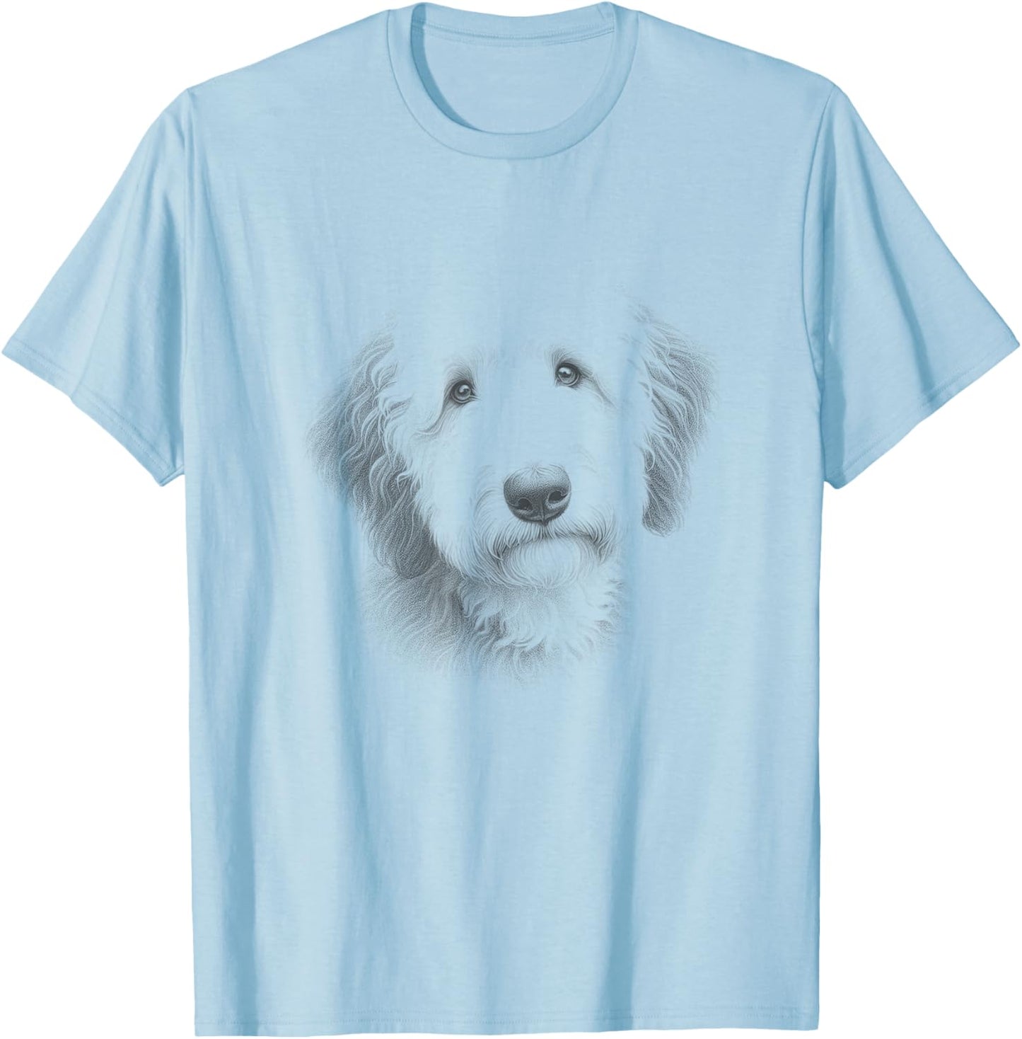 Vintage Sheepadoodle Face Art Design T-Shirt - T-Shirt | Light Blue