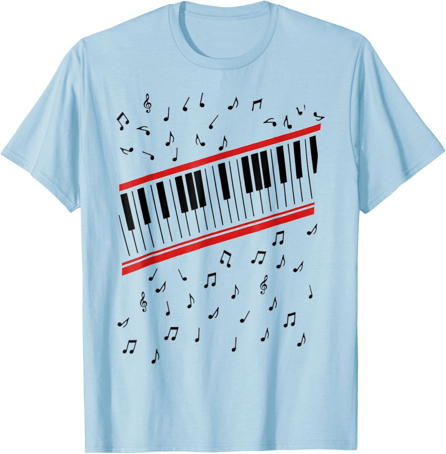 Retro Piano Keyboard Music Notes 80s Vibe T-Shirt - T-Shirt | Light Blue