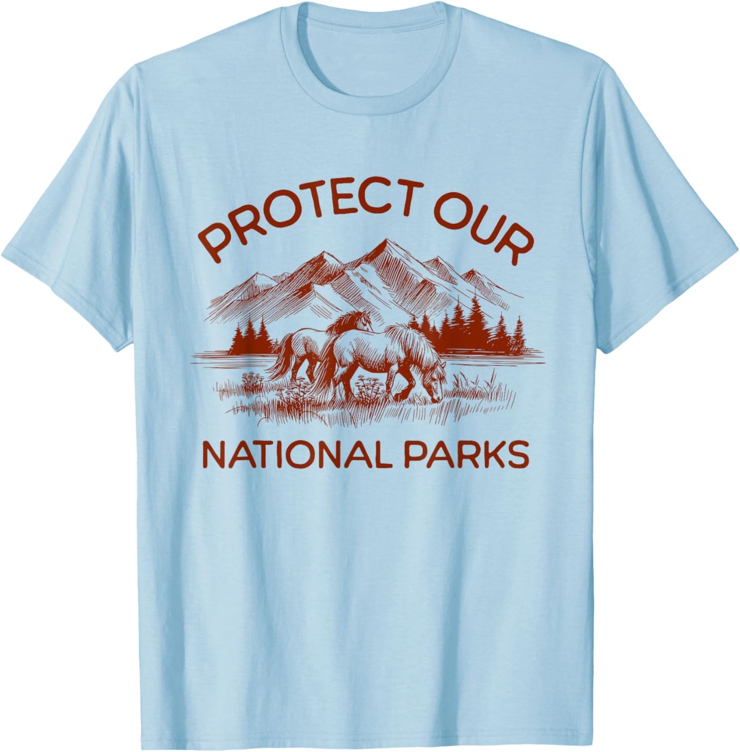 I Stand With The NPS Protect Our National Parks Horses T-Shirt - T-Shirt | Light Blue