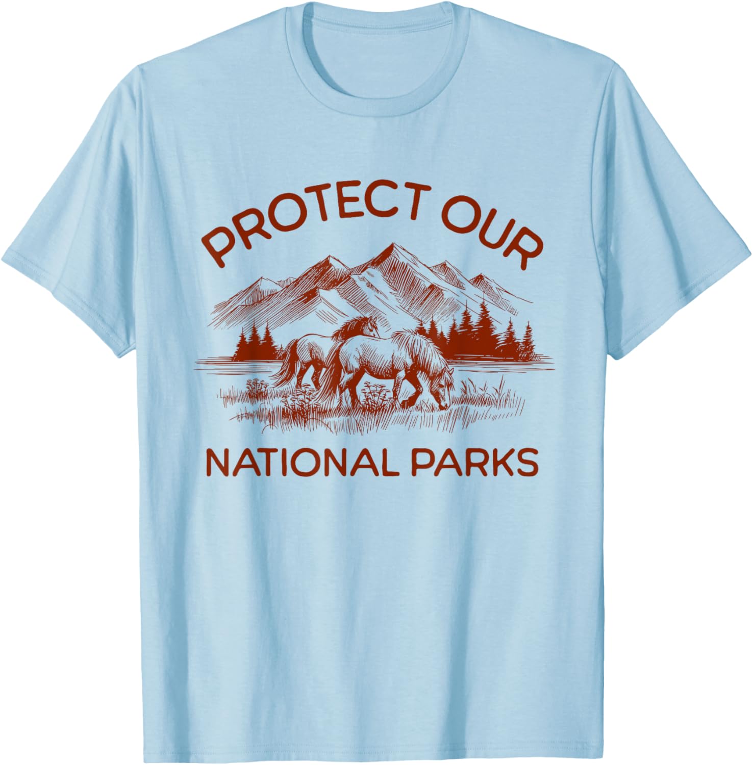 I Stand With The NPS Protect Our National Parks Horses T-Shirt - T-Shirt | Light Blue