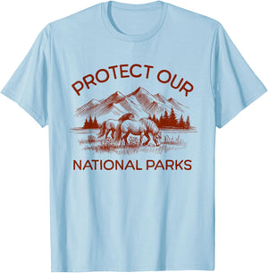I Stand With The NPS Protect Our National Parks Horses T-Shirt - T-Shirt | Light Blue