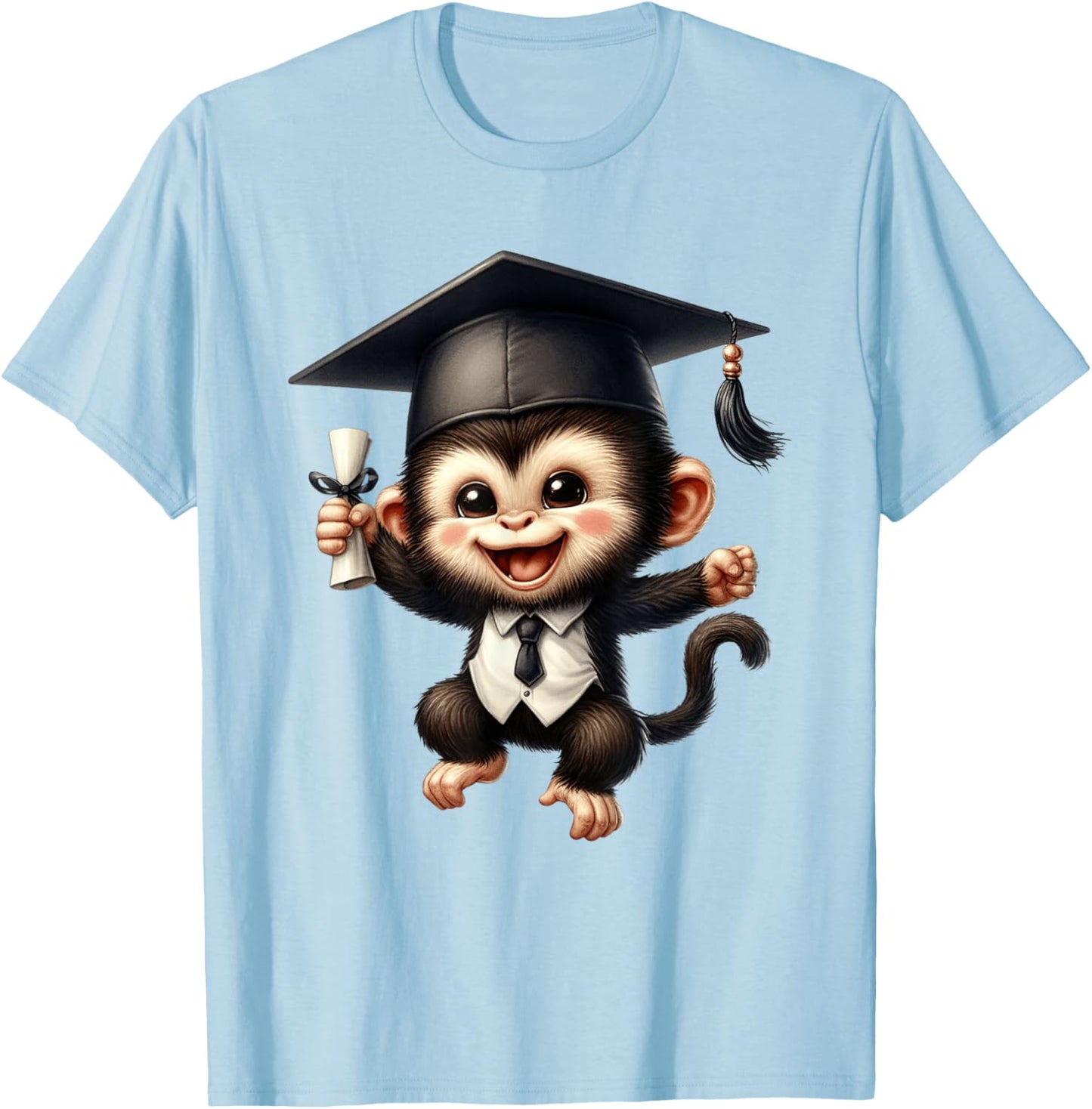 Cute Monkey Graduate Diploma Academic Celebration T-Shirt - T-Shirt | Light Blue