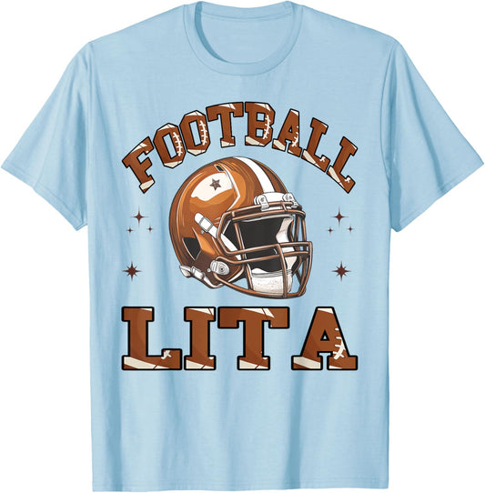 Football Lita Retro American Football Coquette T-Shirt - T-Shirt | Light Blue