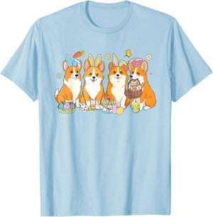 Corgi Easter Day Bunny Ears Dog Mom Dog Lover Women's T-Shirt - T-Shirt | Light Blue