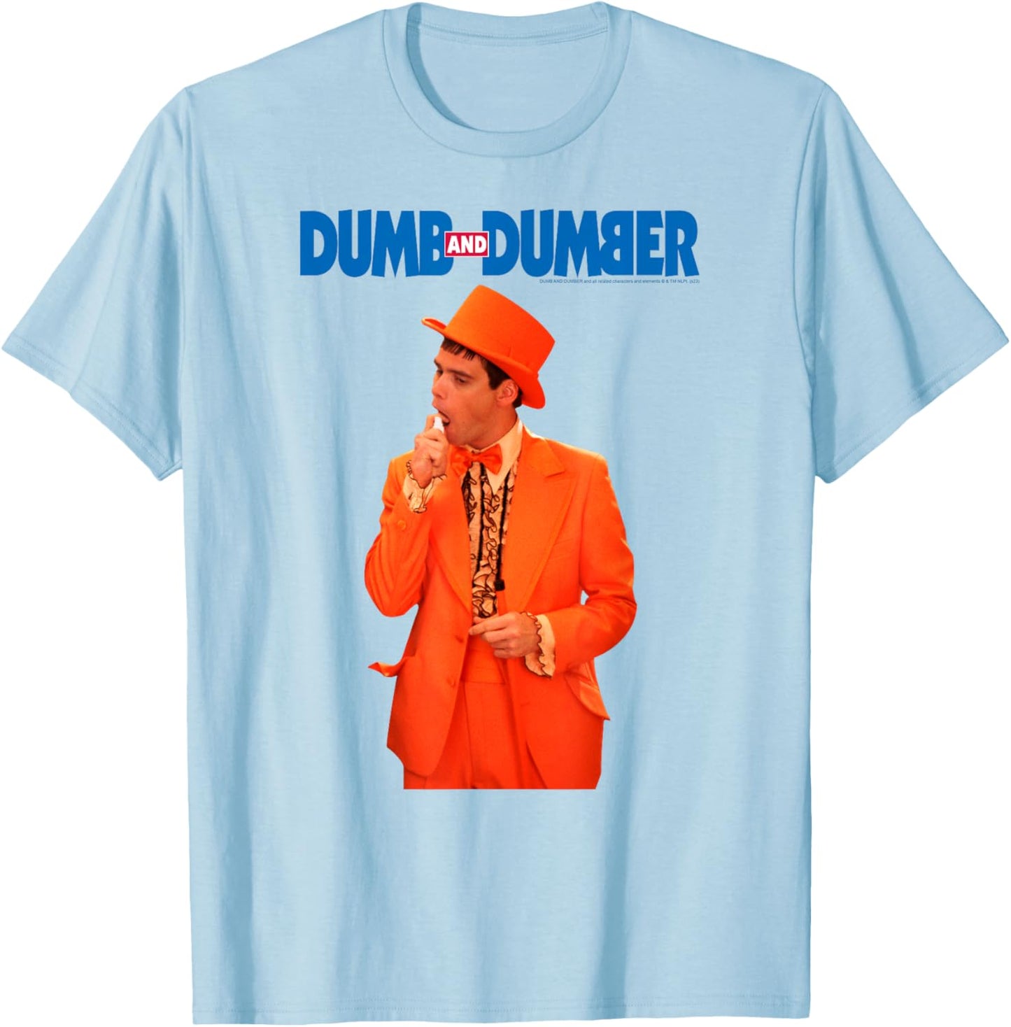 Dumb and Dumber Lloyd in Orange Tuxedo Funny Movie T-Shirt - T-Shirt | Light Blue