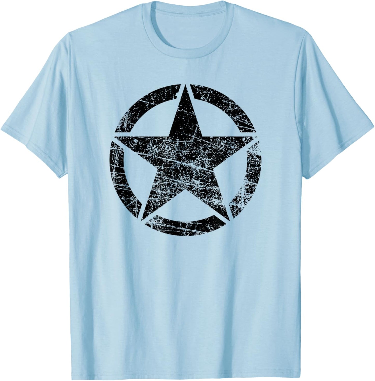 Vintage Army Star Classic Retro USA Military Distressed Logo T-Shirt - T-Shirt | Light Blue