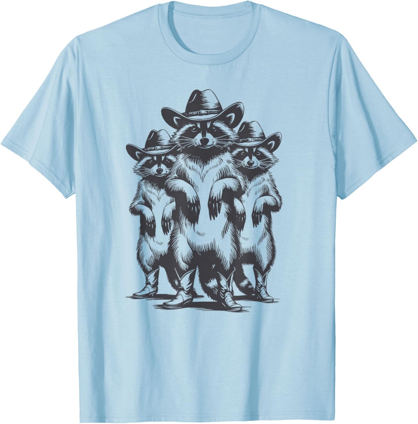 Vintage Racoon Trash Panda Cowboy Western Country Cowgirl T-Shirt - T-Shirt | Light Blue