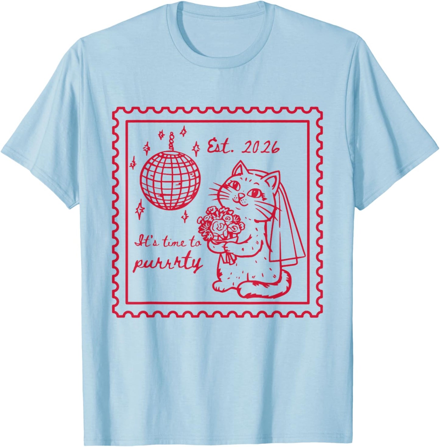 Cat Bachelorette Party Getting Meowied Cats Bride Funny T-Shirt - T-Shirt | Light Blue