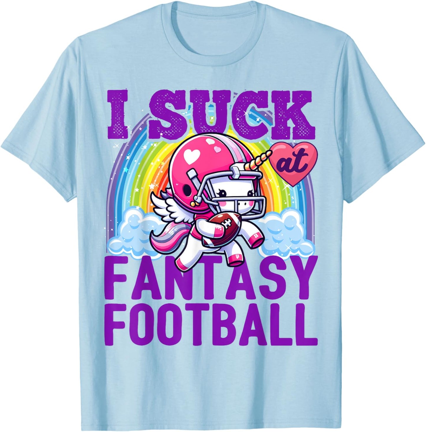 I Suck at Fantasy Football Unicorn Rainbow Loser Men T-Shirt - T-Shirt | Light Blue