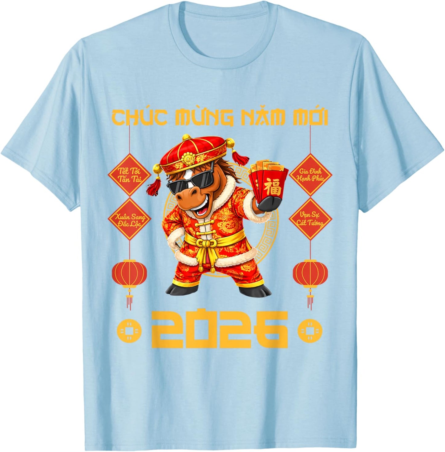 Décorations du Nouvel an vietnamien | Tet 2026 Chuc Mung Nam Moi T-Shirt - T-Shirt | Light Blue