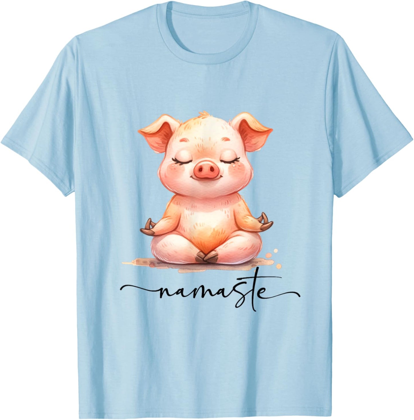 Cute Pig Yoga Colorful Meditation Zen Namaste T-Shirt - T-Shirt | Light Blue