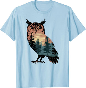 Owl Hunting Hiking Outdoor Camping Forest Men Women Owl T-Shirt - T-Shirt | Light Blue